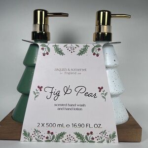 Asquith & Somerset Fig & Pear Hand Wash Lotion Christmas Tree Ceramic Bottles